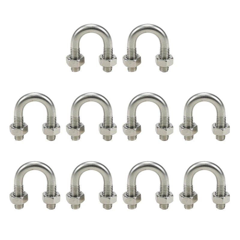 Sscon 10Pcs M6x12 304 Stainless Steel U-Bolt Fastener for 12mm Pipe Dia - Image 1